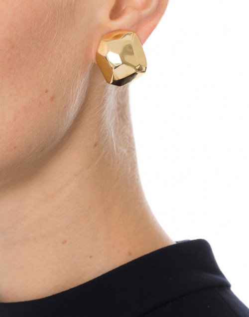 Polished Gold Sculpted Clip Earrings