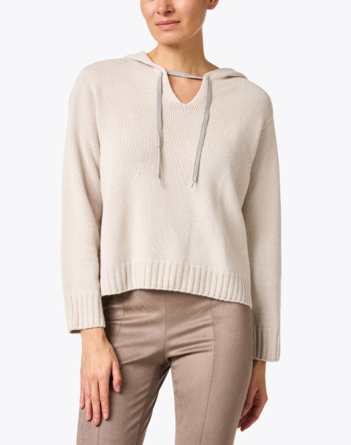 Front image - Fabiana Filippi - Dune Beige Wool Blend Hooded Sweater