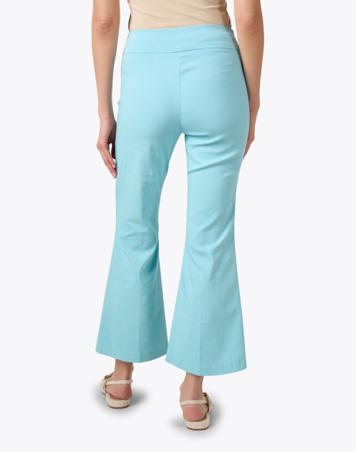 Back image - Fabrizio Gianni - Turquoise Stretch Pull On Flared Crop Pant