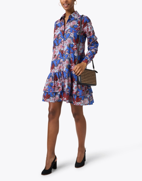Look image - Ro's Garden - Blue and Red Floral Print Shirt Dress