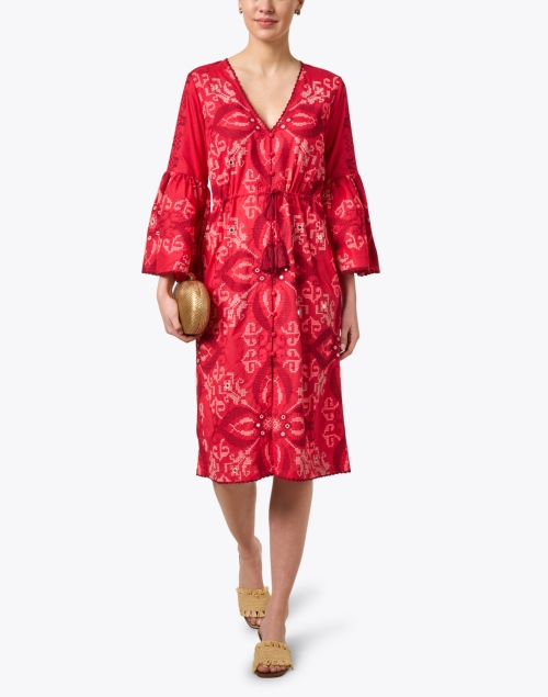 Minette Red Printed Cotton Dress