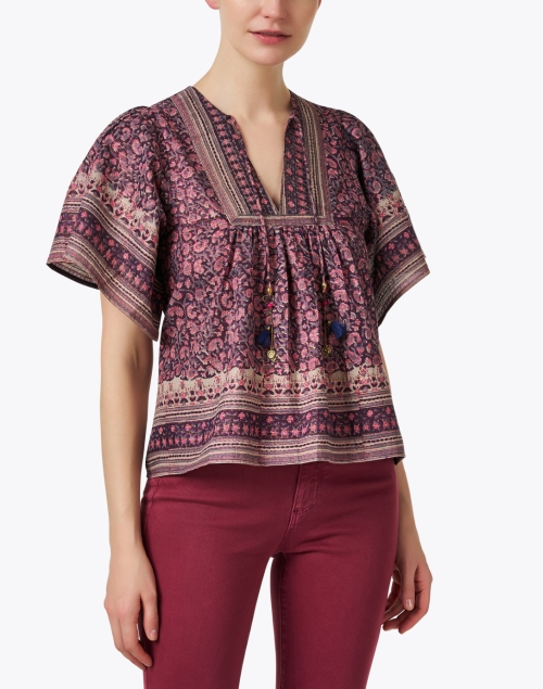 Front image - Bell - Angel Brown and Pink Paisley Cotton Blouse