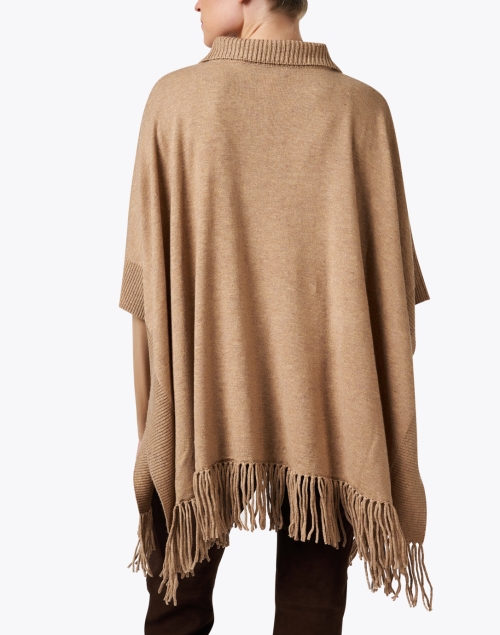 Back image - Repeat Cashmere - Camel Quarter Zip Wool Cashmere Poncho