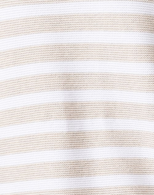 Fabric image - Kinross - Beige and White Stripe Garter Stitch Cotton Sweater