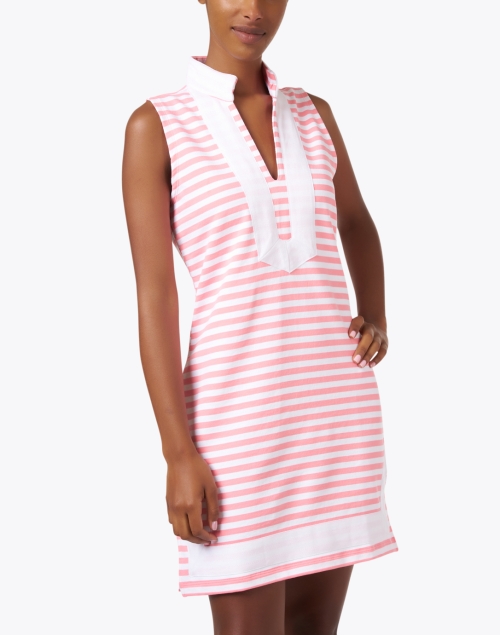 Front image - Sail to Sable - Pink Striped French Terry Tunic Dress