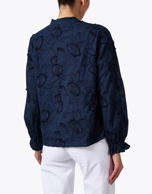 Back image - Hinson Wu - Nicola Navy Embroidered Floral Blouse