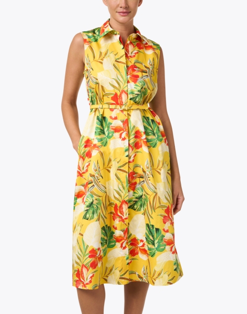 Front image - Rani Arabella - Yellow Print Cotton Shirt Dress