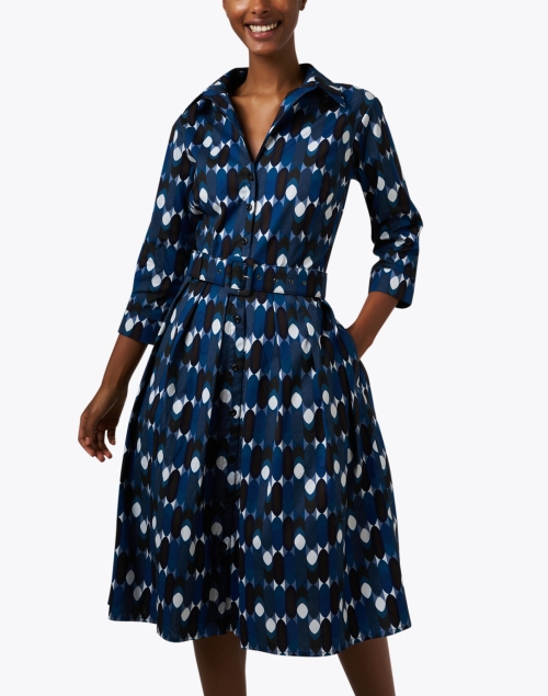 Front image - Samantha Sung - Audrey Blue Multi Print Stretch Cotton Dress
