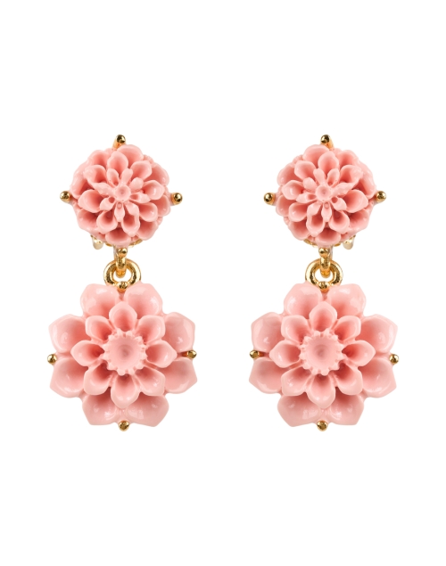 Product image - Kenneth Jay Lane - Pink Flower Clip Drop Earrings