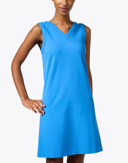 Front image - Jane - Riva Blue Jersey Shift Dress