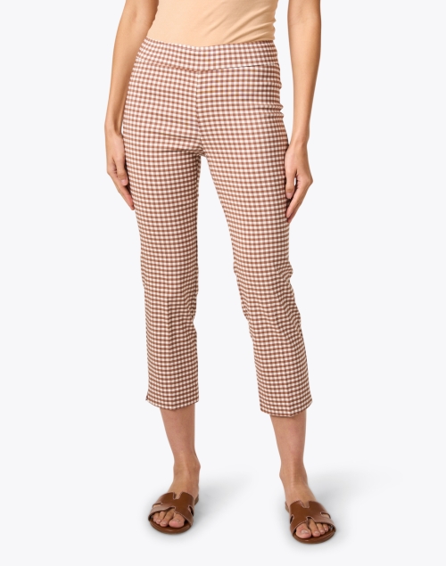 Front image - Avenue Montaigne - Brigitte Brown Check Cropped Pull On Pant
