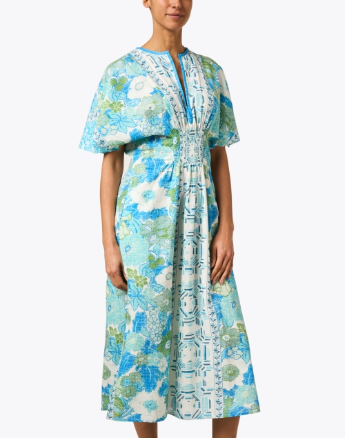 Front image - D'Ascoli - Sunny Blue Multi Print Cotton Dress