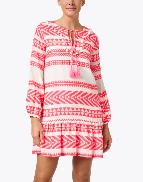 Front image - Sail to Sable - White and Pink Print Cotton Dress