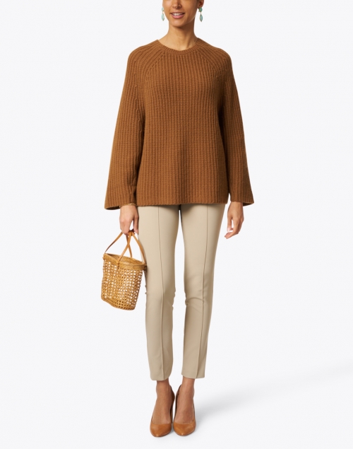 Brown Ribbed Wool Cashmere Sweater