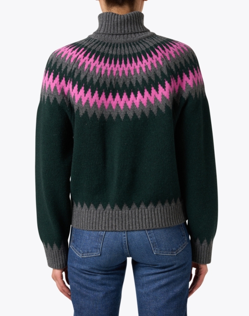 Back image - Jumper 1234 - Green and Pink Nordic Wool Cashmere Sweater