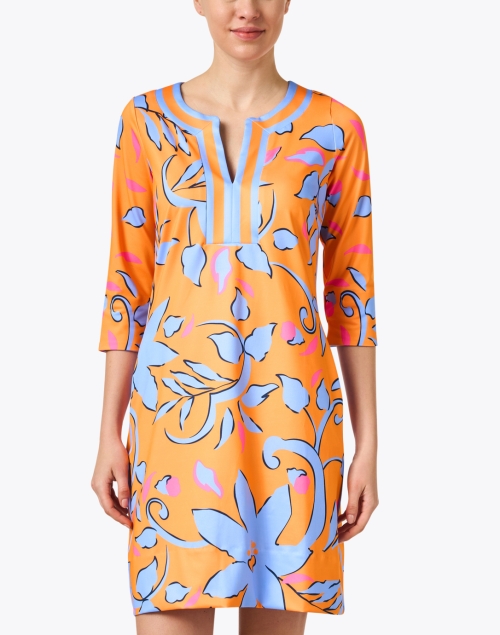 Front image - Gretchen Scott - Orange Floral Printed Jersey Dress