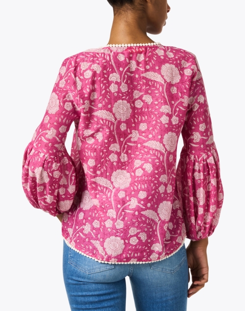 Back image - Oliphant - Pink Print Silk Cotton Top
