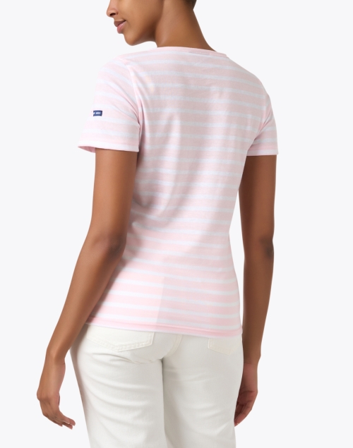 Back image - Saint James - Etrille Pink and White Striped Cotton Tee