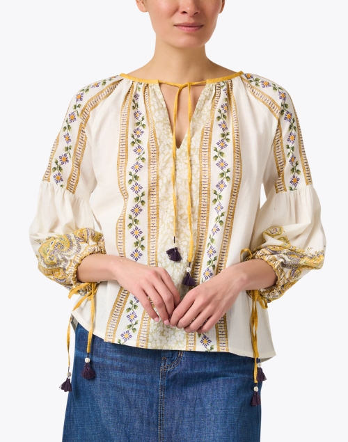 Front image - D'Ascoli - Magda Gold Multi Print Top