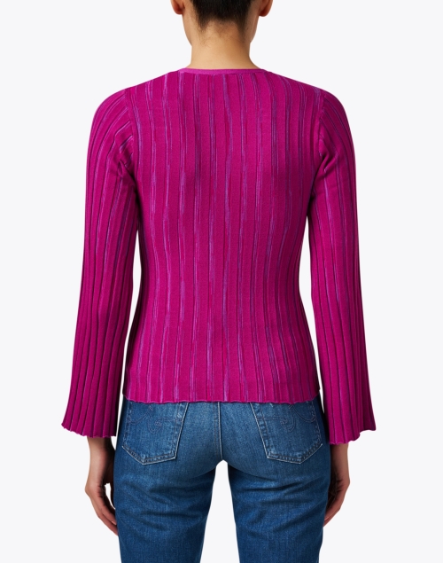 Back image - Ecru - Purple Rib Knit Sweater