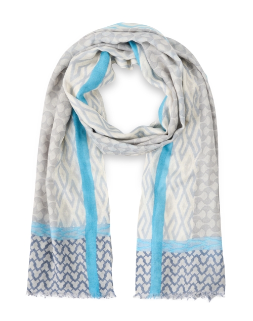 Product image - Kinross - Blue and Grey Print Silk Cashmere Scarf