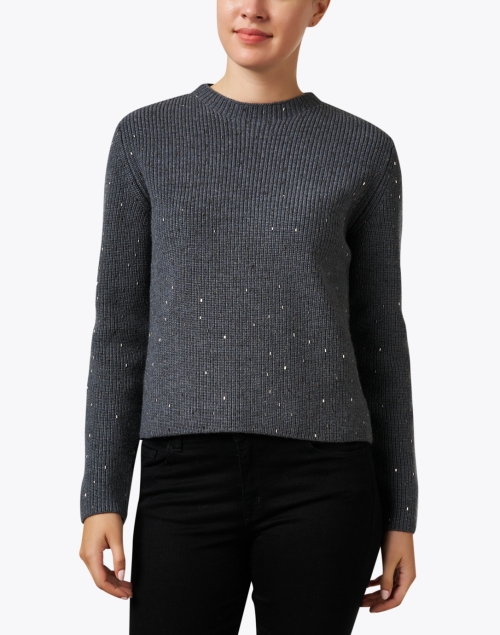 Front image - Piazza Sempione - Dark Grey Embellished Wool Sweater