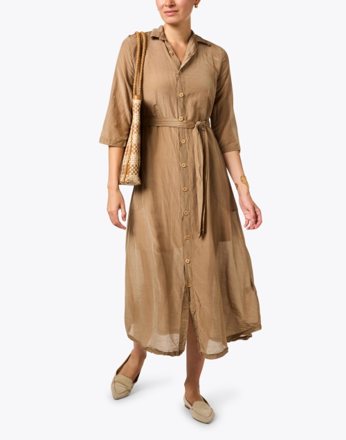 Look image - CP Shades - Brown Belted Shirt Dress 