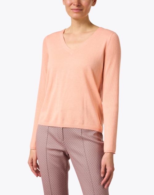 Front image - Marc Cain - Peach V-Neck Sweater