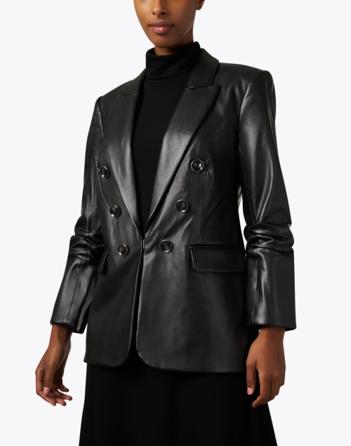 Front image - Veronica Beard - Beacon Black Faux Leather Dickey Jacket