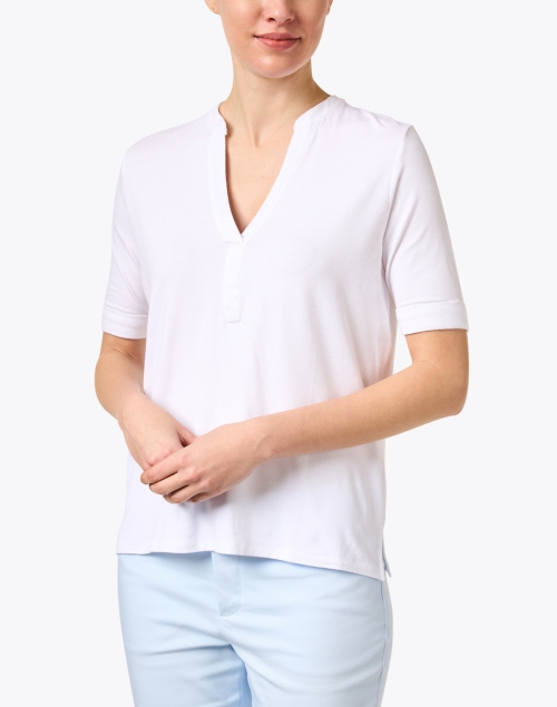 Front image - Majestic Filatures - White Soft Touch Henley Top