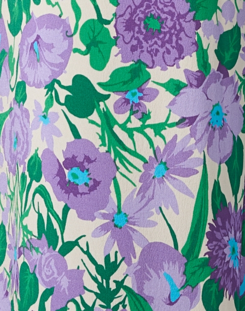 Fabric image - Weekend Max Mara - Karman Green and Purple Floral Silk Pant