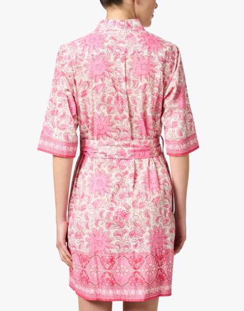 Back image - Bella Tu - Pink Print Cotton Shirt Dress