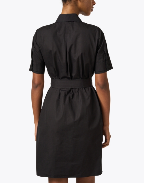 Back image - Lafayette 148 New York - Black Cotton Belted Shirt Dress