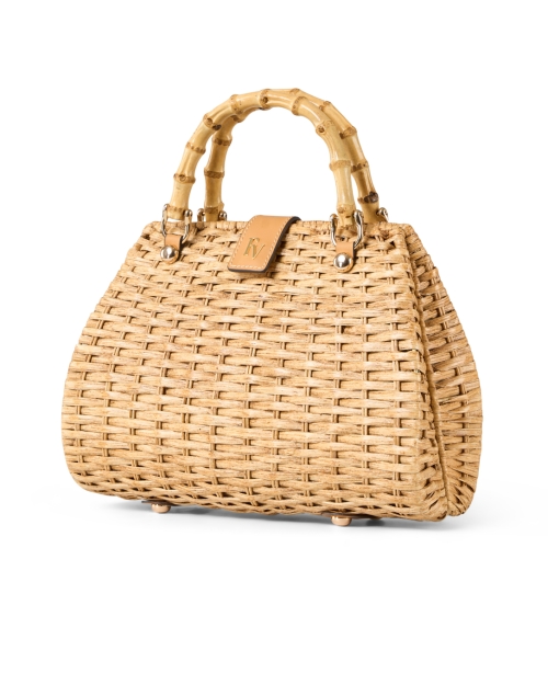 Front image - Frances Valentine - Rooster Wicker Bamboo Handle Bag