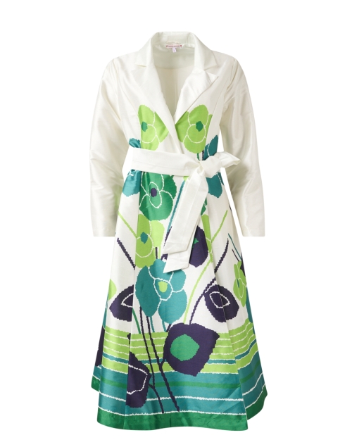 Frances Valentine Lucille Green Multi Print Wrap Dress