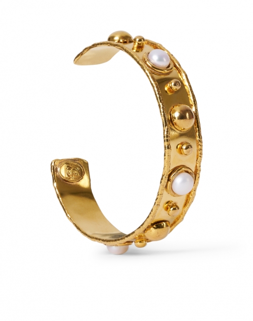 Front image - Sylvia Toledano - Pearl and Gold Studded Cuff Bracelet