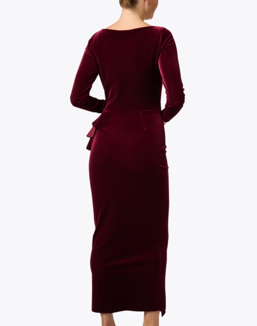 Back image - Chiara Boni La Petite Robe - Modesta Burgundy Velvet Ruffle Dress
