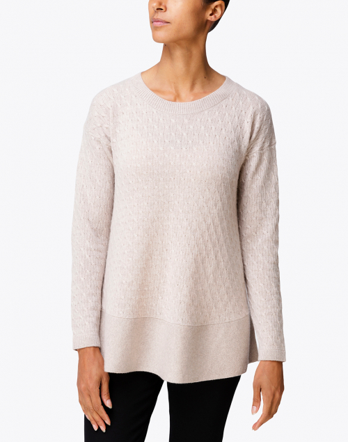 Front image - Cortland Park - St. Tropez Beige Cable Knit Cashmere Sweater