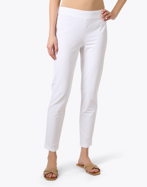 Front image - Eileen Fisher - White Stretch Slim Ankle Pant