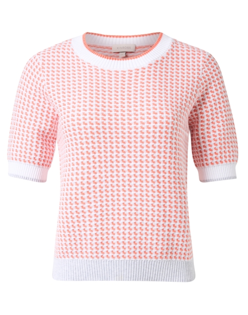 Product image - Kinross - Coral and White Cotton Tweed Sweater