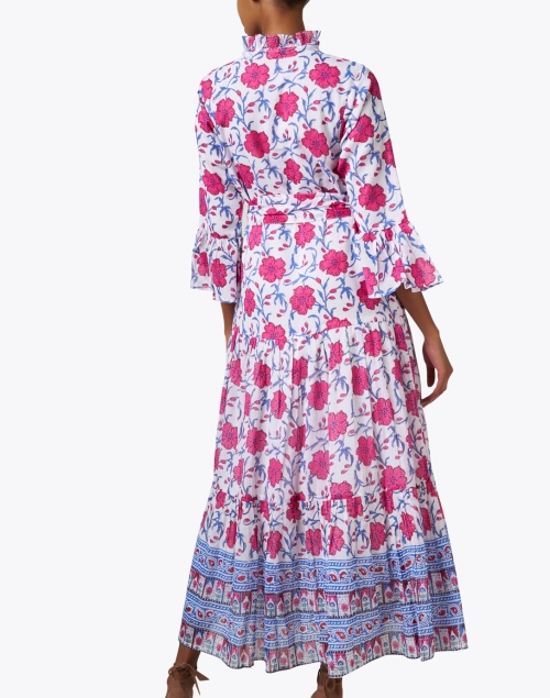 Back image - Oliphant - White and Pink Poppy Print Dress