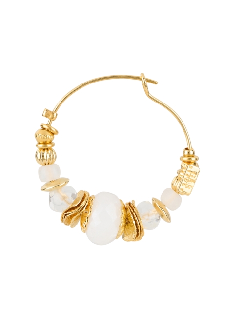 Fabric image - Gas Bijoux - Aloha Gold and White Mini Hoop Earrings