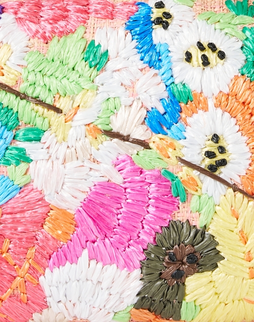 Fabric image - SERPUI - Hope Peach Embroidered Raffia Clutch