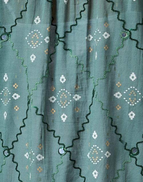 Fabric image - Juliet Dunn - Green and Gold Mosaic Print Dress