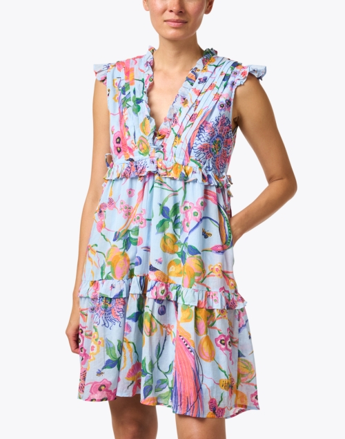 Front image - Banjanan - Chandra Blue Multi Print Cotton Dress