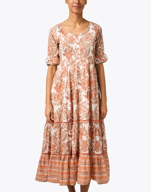 Front image - Ro's Garden - Peggy Orange Print Cotton Dress
