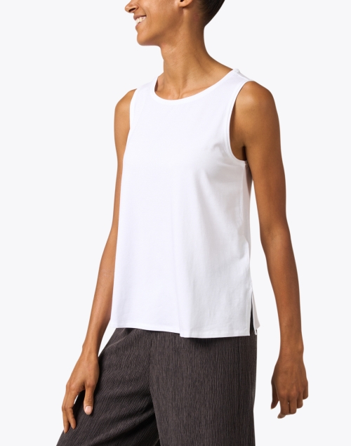 Front image - Eileen Fisher - White Stretch Jersey Knit Tank