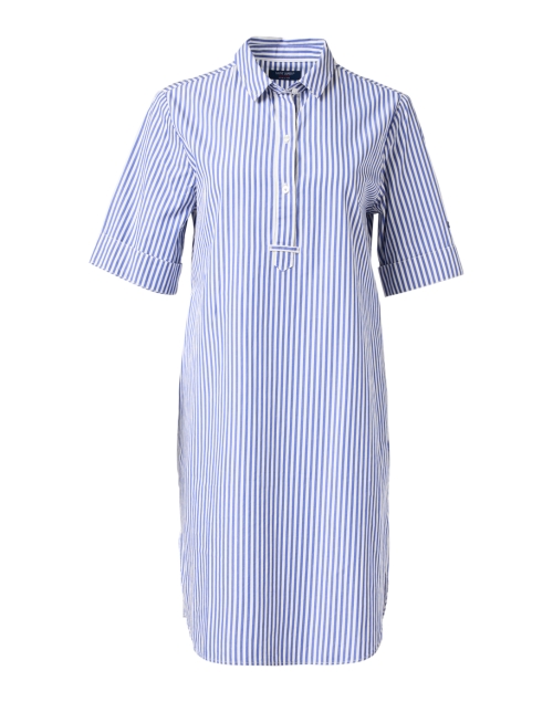 Product image - Saint James - Leonie White and Blue Striped Cotton Shirt Dress
