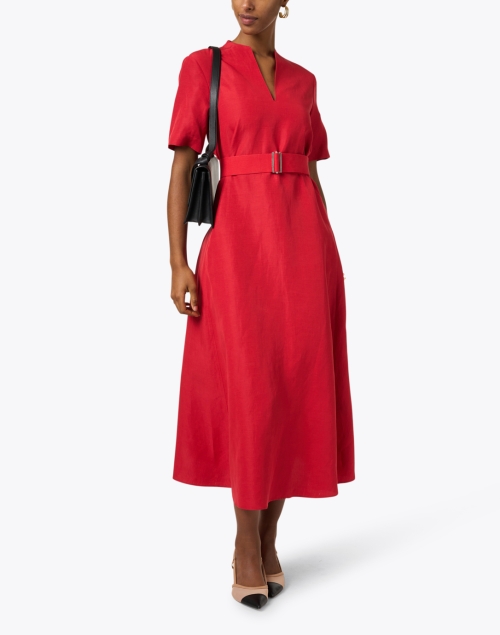 Raleigh Red Silk Linen Dress