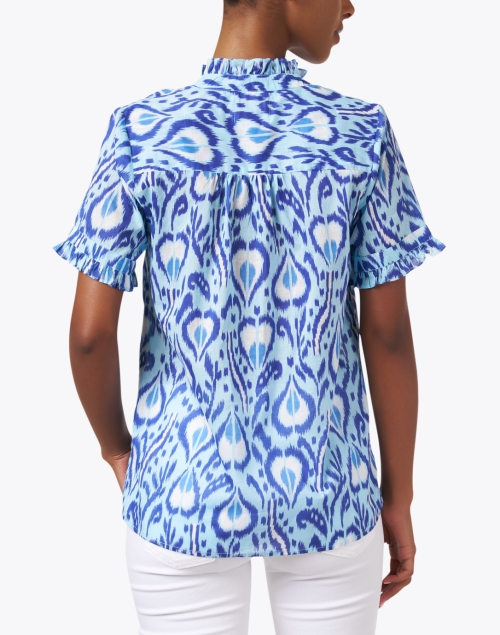 Back image - Banjanan - Ebisu Blue Multi Print Cotton Top